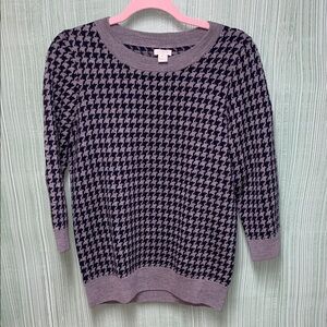 J. Crew Women's Houndstooth Sweater - Navy and Gray